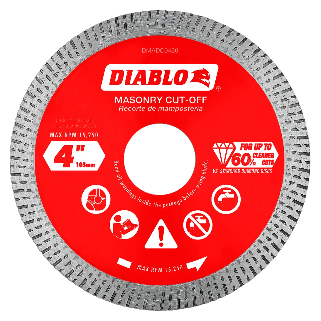 4 in. Diamond Continuous Rim Cut-Off Discs for Masonry | Diablo Tools | PCS