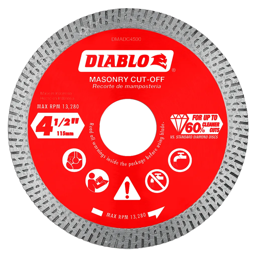 4-1/2 in. Diamond Continuous Rim Cut-Off Discs for Masonry | Diablo Tools | PCS