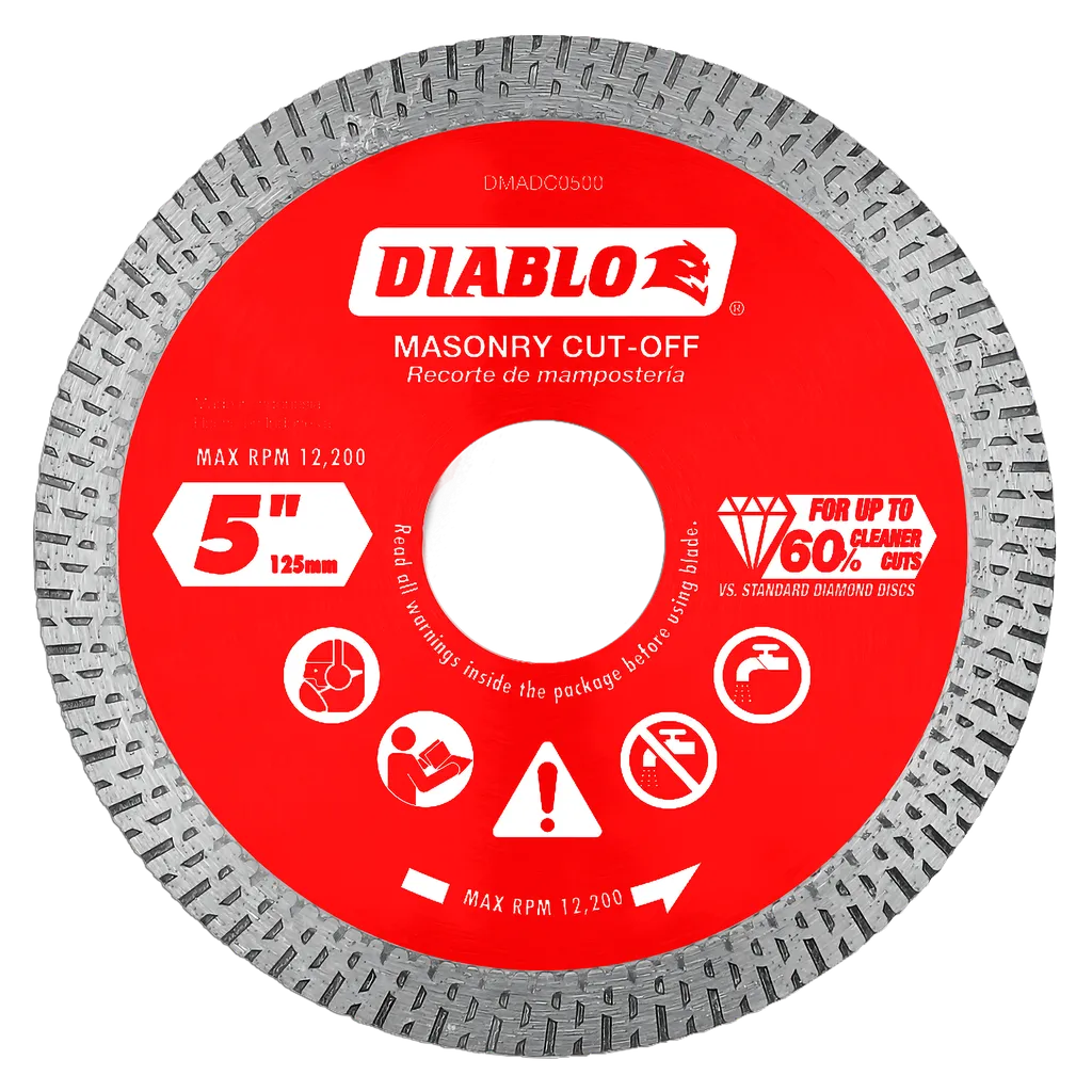 5 in. Diamond Continuous Rim Cut-Off Discs for Masonry | Diablo Tools | PCS