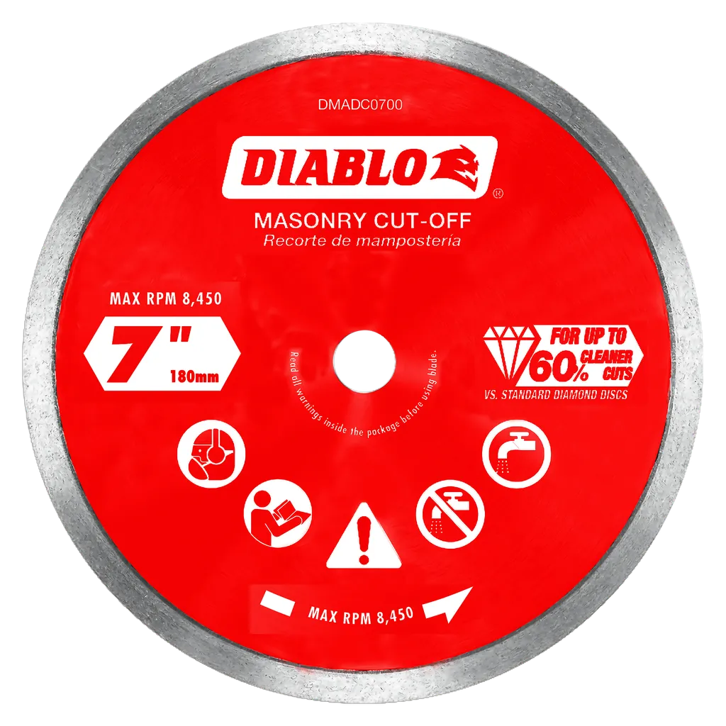 7 in. Diamond Continuous Rim Cut-Off Discs for Masonry | Diablo Tools | PCS