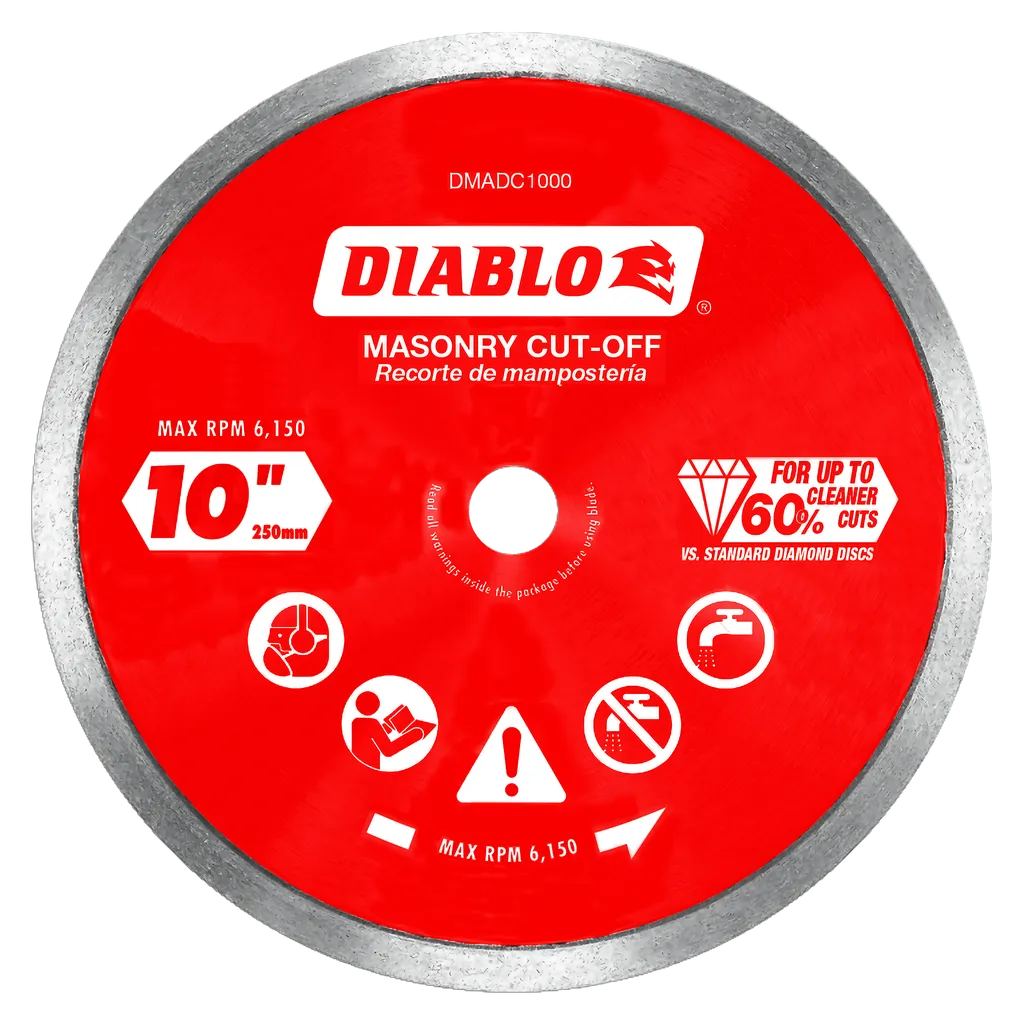 10 in. Diamond Continuous Rim Cut-Off Discs for Masonry | Diablo Tools | PCS
