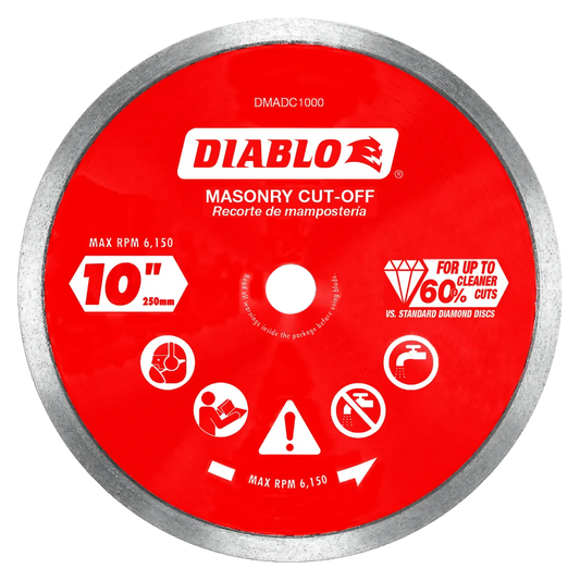 10 In. Diamond Continuous Rim Cut-Off Discs For Masonry-DMADC1000-2640