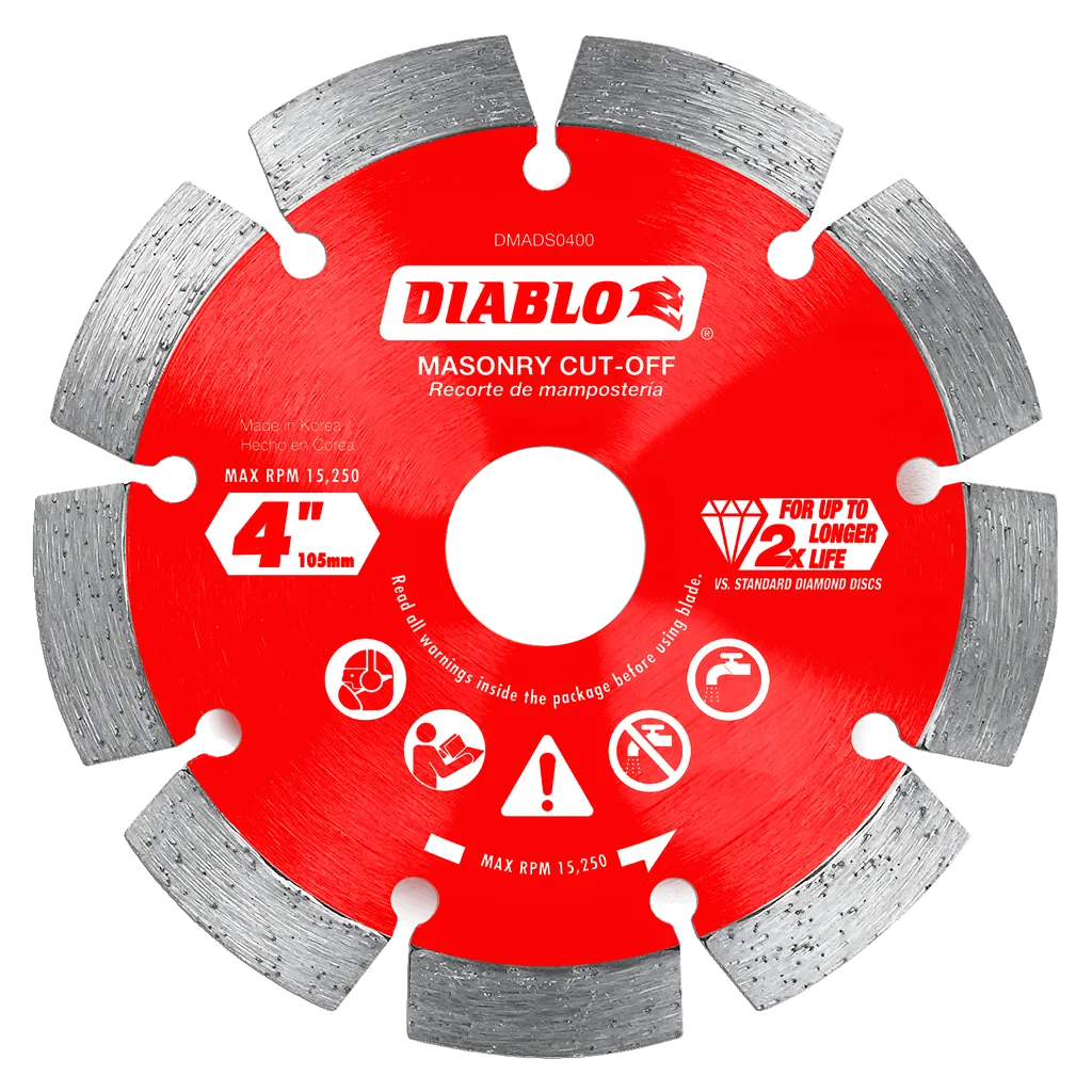 4 in. Diamond Segmented Cut-Off Discs for Masonry | Diablo Tools | PCS
