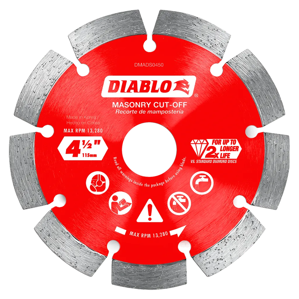 4-1/2 in. Diamond Segmented Cut-Off Discs for Masonry | Diablo Tools | PCS