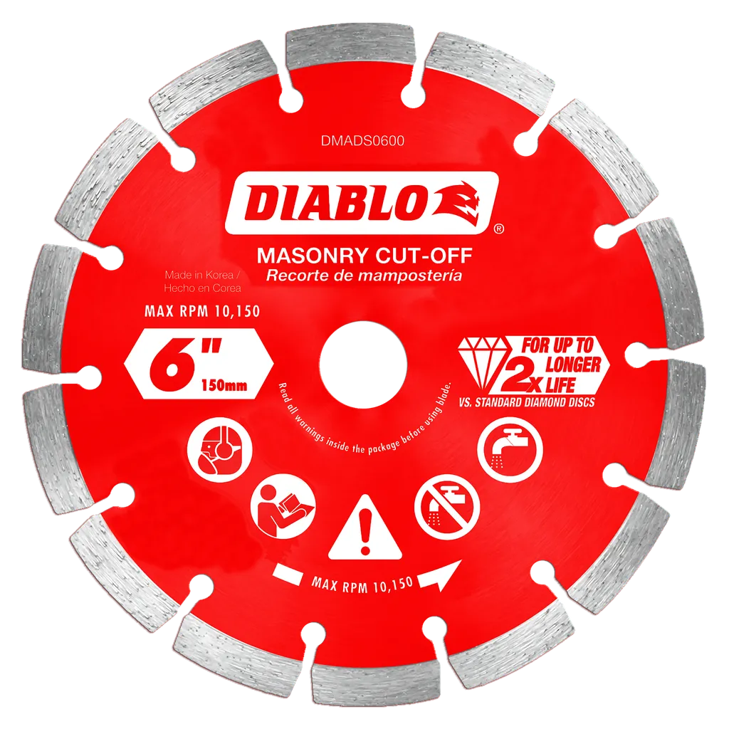 6 in. Diamond Segmented Cut-Off Discs for Masonry | Diablo Tools | PCS