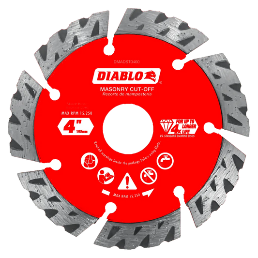 4 In. Diamond Segmented Turbo Cut-Off Discs For Masonry-DMADST0400-2650
