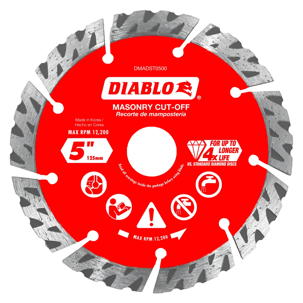 5 in. Diamond Segmented Turbo Cut-Off Discs for Masonry | Diablo Tools | PCS