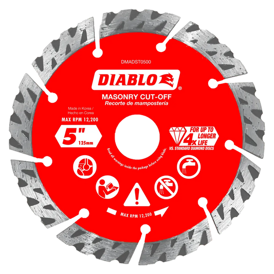 5 In. Diamond Segmented Turbo Cut-Off Discs For Masonry-DMADST0500-2652