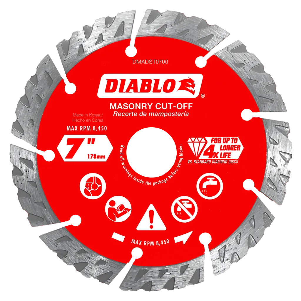 7 in. Diamond Segmented Cut-Off Discs for Masonry | Diablo Tools | PCS