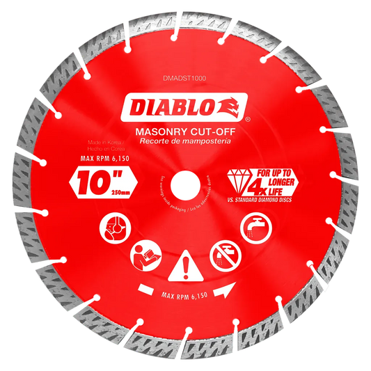10 In. Diamond Segmented Turbo Cut-Off Discs For Masonry-DMADST1000-2655