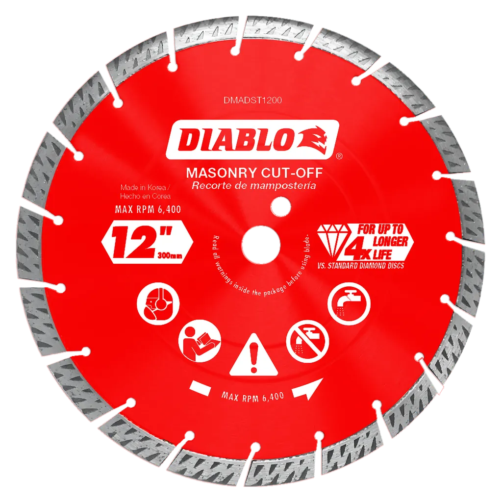 12 in. Diamond Segmented Turbo Cut-Off Discs for Masonry | Diablo Tools | PCS