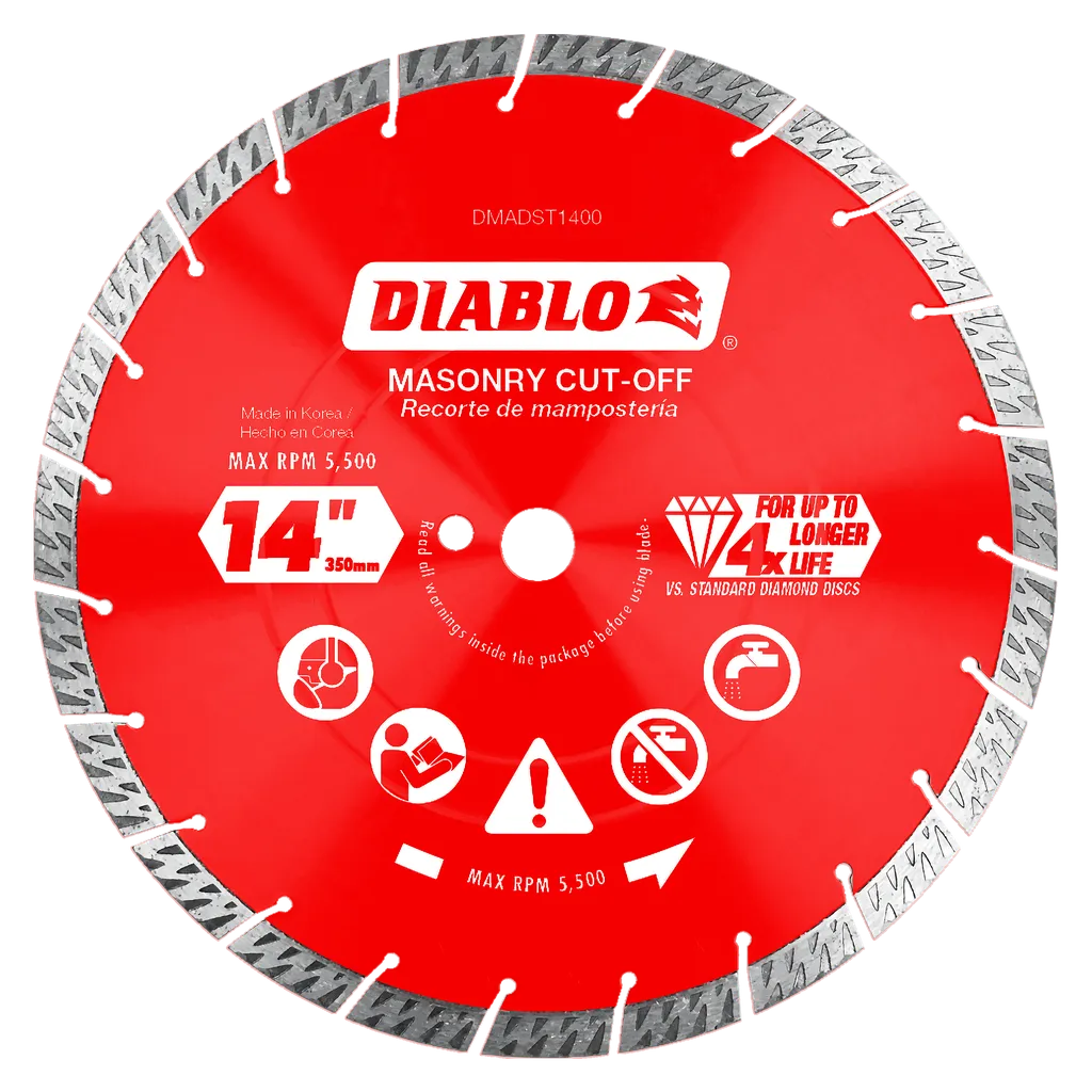14 in. Diamond Segmented Turbo Cut-Off Discs for Masonry | Diablo Tools | PCS