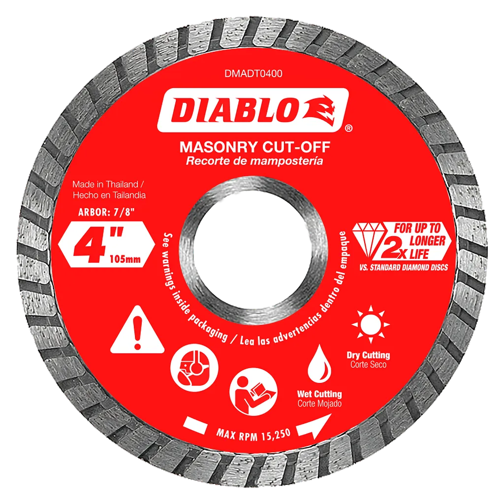 4 in. Diamond Turbo Cut-Off Discs for Masonry | Diablo Tools | PCS