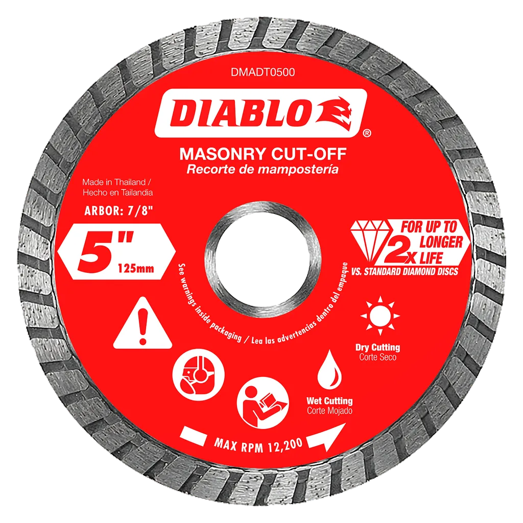 5 in. Diamond Turbo Cut-Off Discs for Masonry | Diablo Tools | PCS