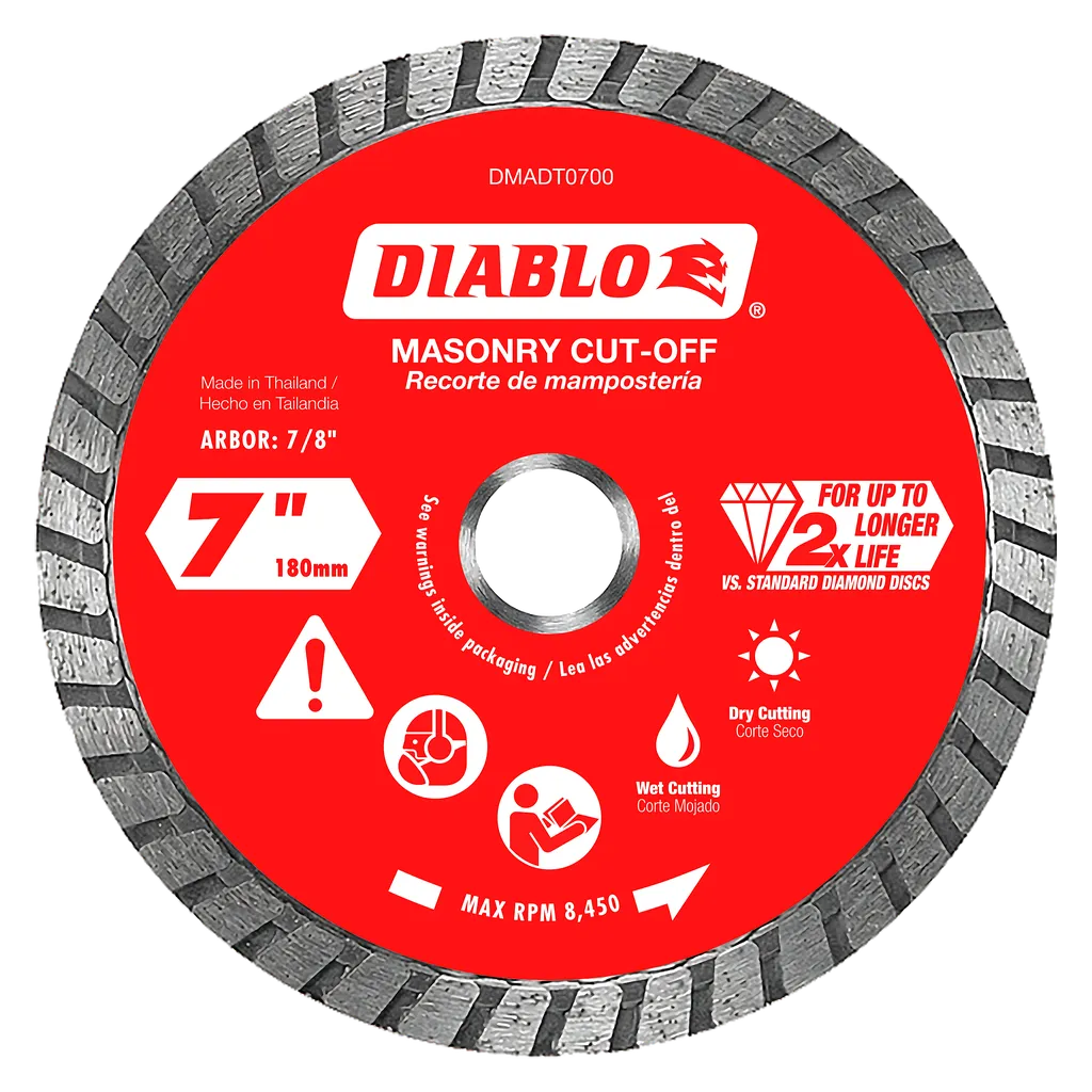 7 in. Diamond Turbo Cut-Off Discs for Masonry | Diablo Tools | PCS