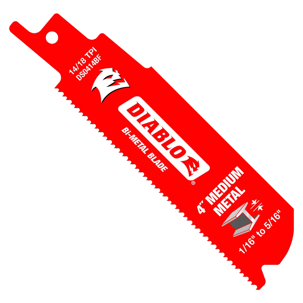 4 in. Bi-Metal Recip Blade for Medium Metal Cutting (3/32 in. to 5/16 in.) (5-Pack) | Diablo Tools | PCS