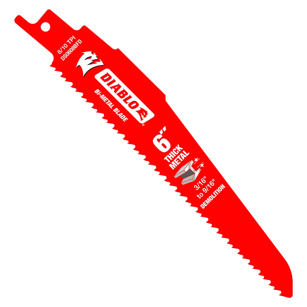 6 in. Bi-Metal Recip Blade for Thick Metal/Demolition (3/16 in. to 9/16 in.) | Diablo Tools | PCS