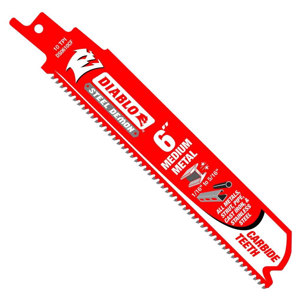6 in. Steel Demon Carbide Recip Blades for Medium (1/16 in. - 5/16 in.) Metal Cutting (3-Pack) | Diablo Tools | PCS