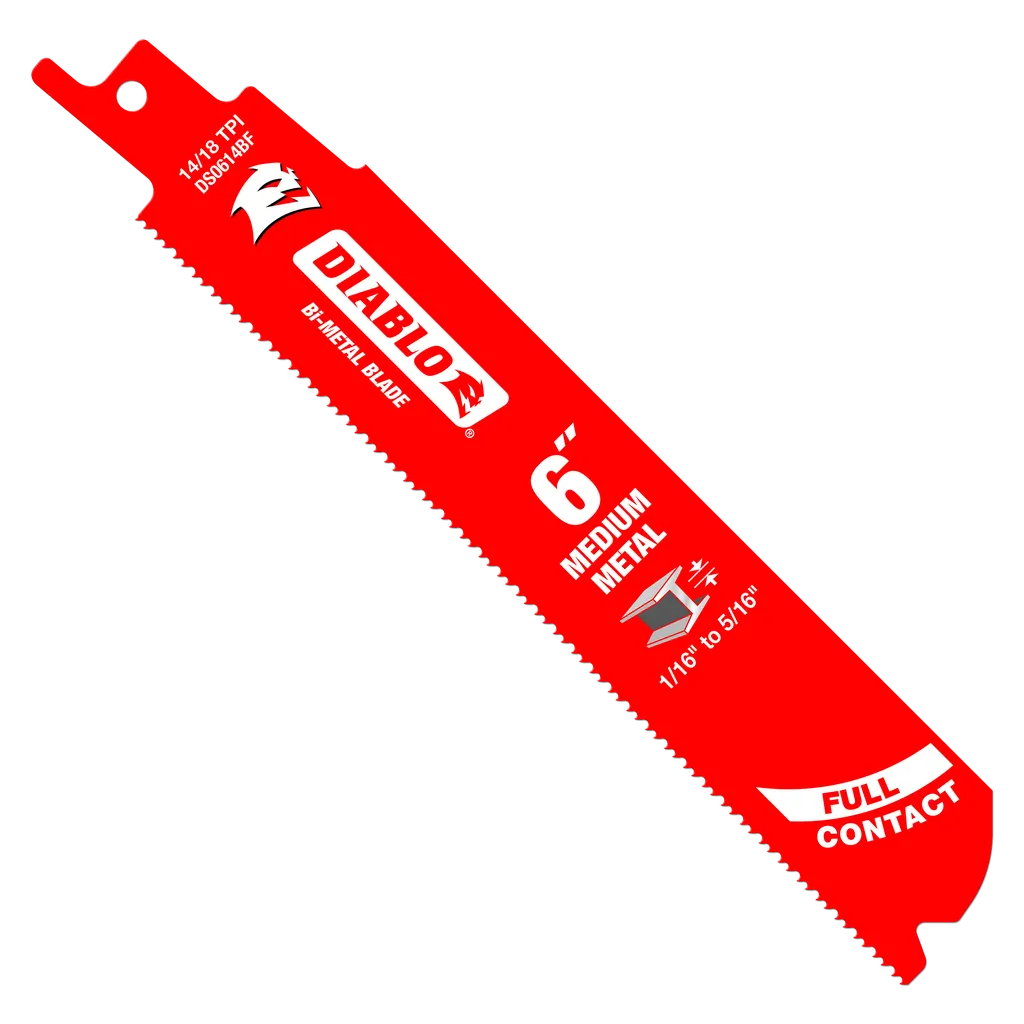 6 in. Bi-Metal Recip Blade for Medium Metal Cutting (3/32 in. to 5/16 in.) (15-Pack) | Diablo Tools | PCS