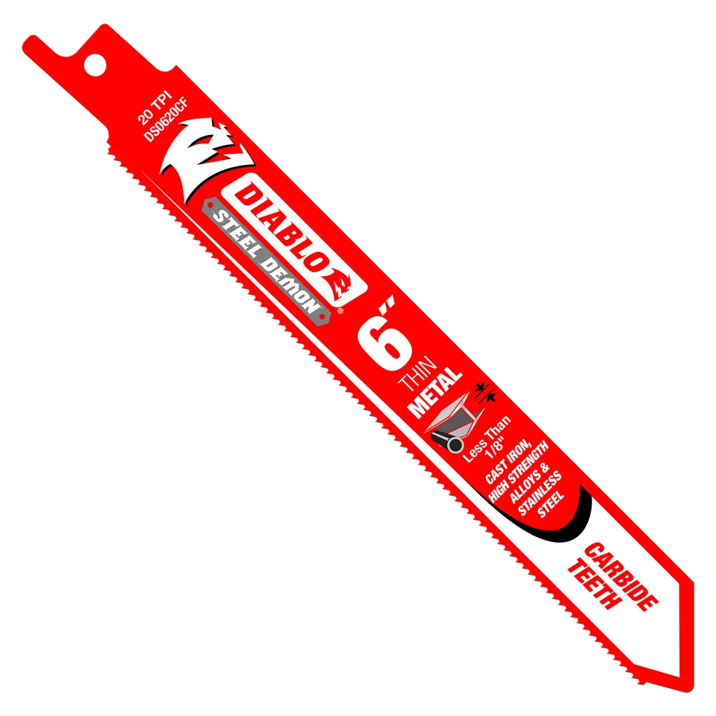 6 in. Steel Demon Carbide Recip Blades for Thin Metal (less than 1/8 in.) Cutting | Diablo Tools | PCS