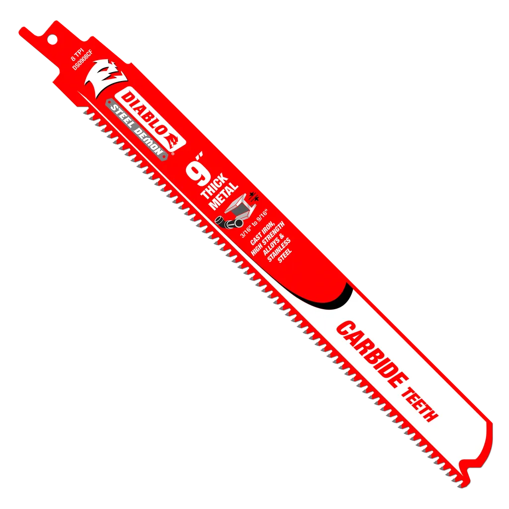9 in. Steel Demon Carbide Recip Blades for Thick Metal (3/16 in. - 9/16 in.) Cutting | Diablo Tools | PCS
