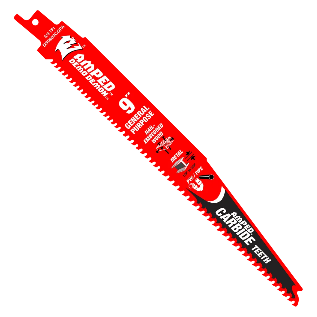 Diablo 9 In. 9 Tpi Steel Demon® Amped General Purpose Carbide Reciprocating Saw Blade-DS0909CGPA-3107