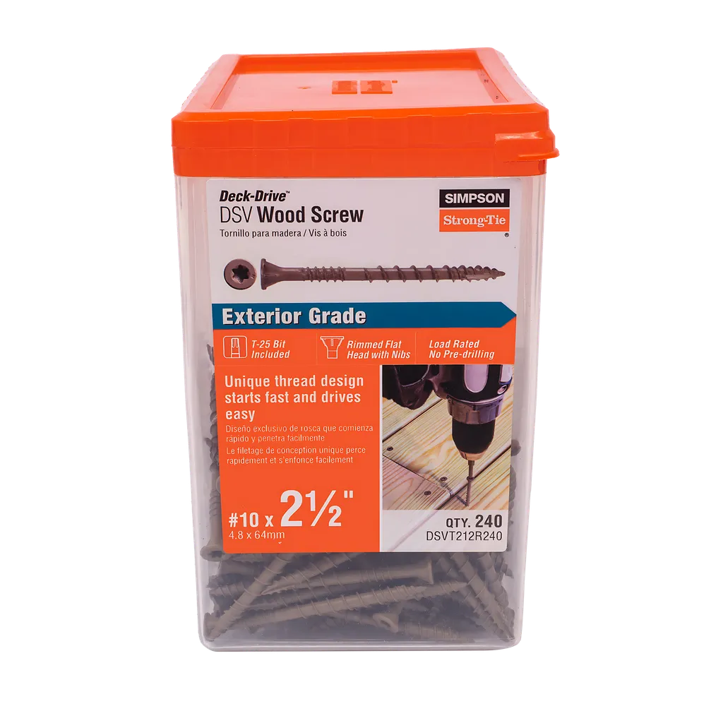 Deck-Drive Dsv Wood Screw - #10 X 2-1/2 In. T25, Flat Head, Quik Guard®, Tan (240-Qty)-DSVT212R240-SP458-580