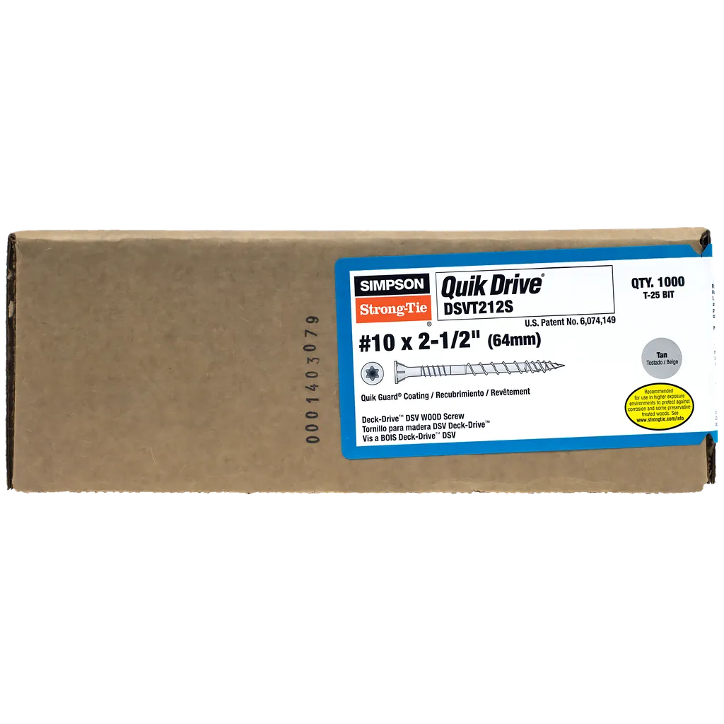Deck-Drive Dsv Wood Screw (Collated) - #10 X 2-1/2 In. T25 6-Lobe, Tan (1000-Qty)-DSVT212S-SP7739-8254