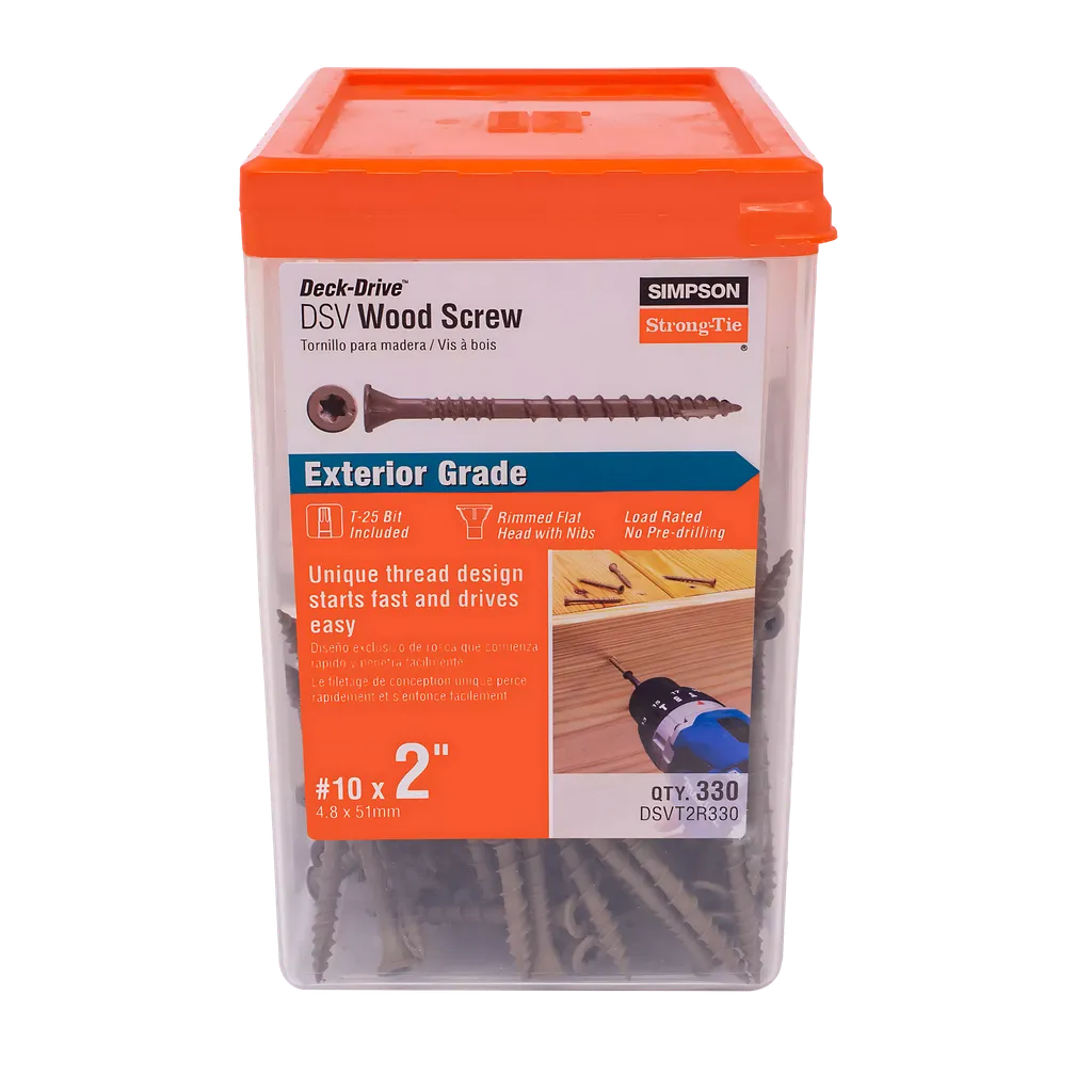 Deck-Drive Dsv Wood Screw - #10 X 2 In. T25, Flat Head, Quik Guard®, Tan (330-Qty) (Pack Of 3)-DSVT2R330-SP586-715