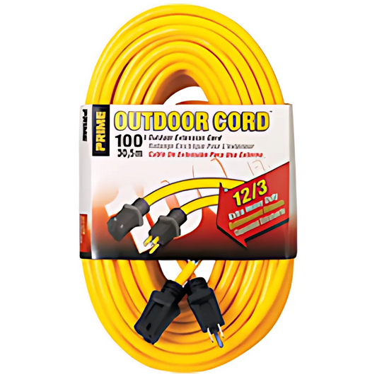 100' FT PRIME EXTENSION CORD FOR ANY OUTDOOR PROJECT - YELLOW-EC500835-9