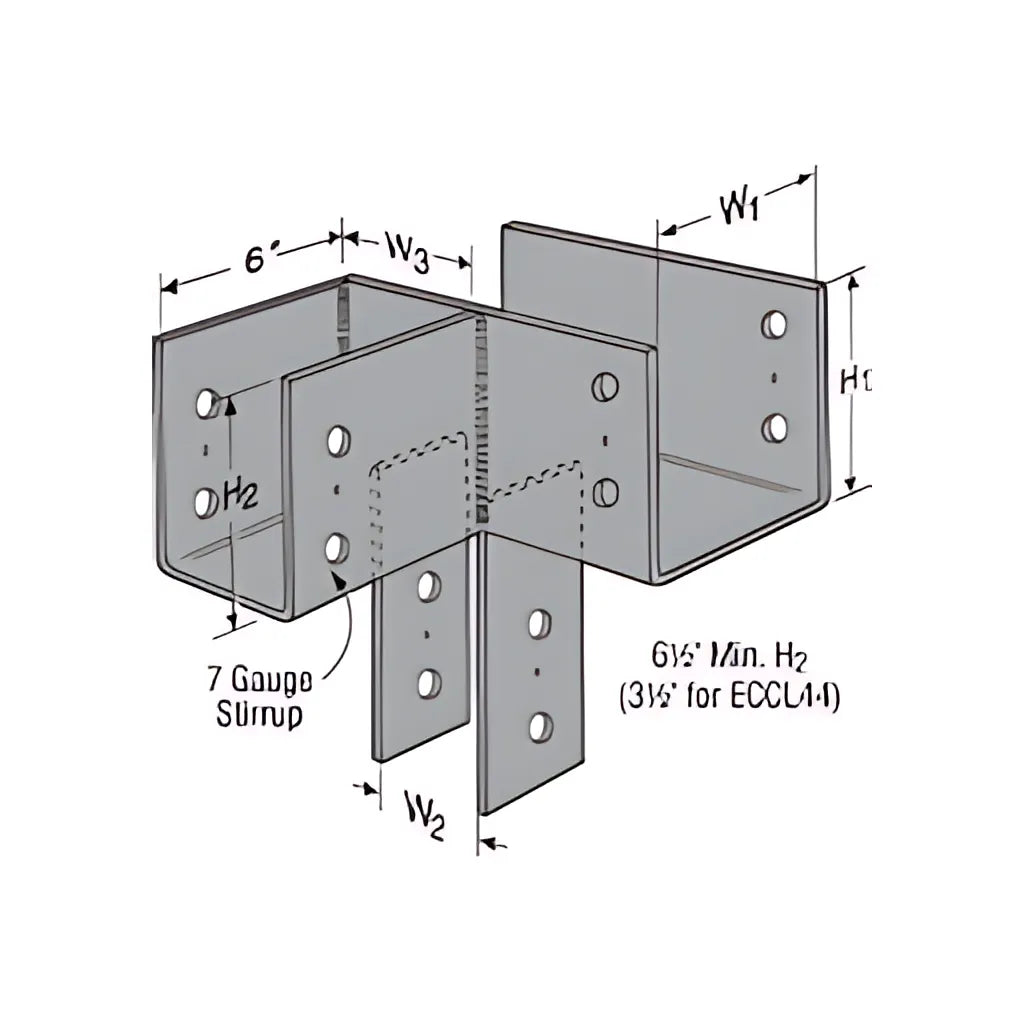 Eccll Hdg L-Shape End Column Cap For 4X Beams, 4X Post, Skewed Left-ECCLL444HDG-SP6318-6759