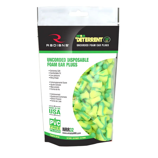 Radians Deterrent® 32 Disposable Foam Uncorded Earplugs in 50 Pair Bag