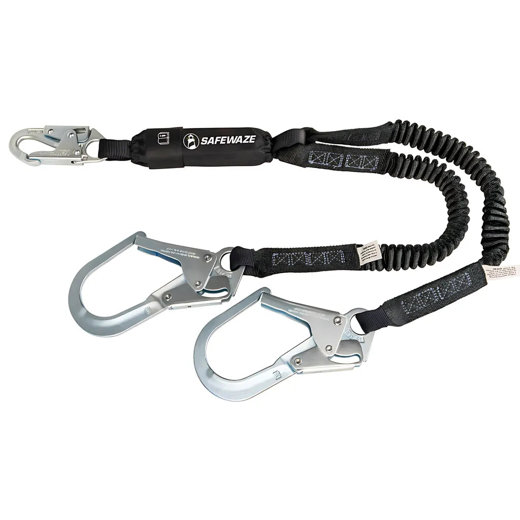 Pro 6' Stretch Energy Absorbing Lanyard: Dual Leg, Rebar Hooks FS576-6598