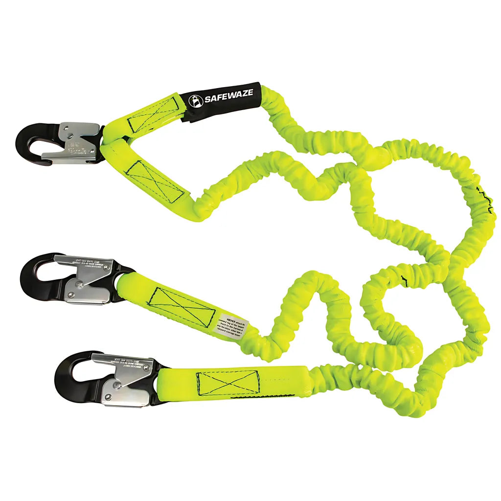 Pro 6' Stretch Internal Energy Absorbing Lanyard: Dual Leg, Alu Snap Hooks FS591-ALU-6651