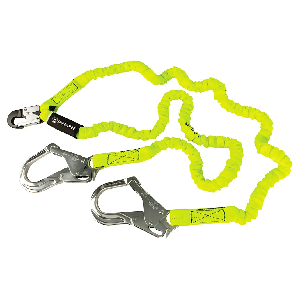 Pro 6' Stretch Internal Energy Absorbing Lanyard: Dual Leg, Alu Rebar Hooks FS596-ALU-6622