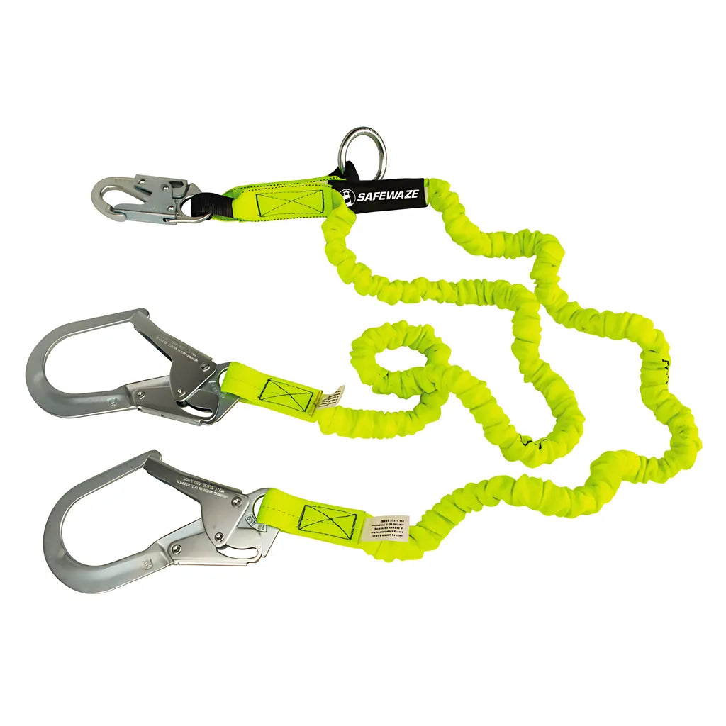 Pro 6' Stretch Internal Energy Absorbing Lanyard: Dual Leg, O-Ring, Rebar Hooks FS66150-6641