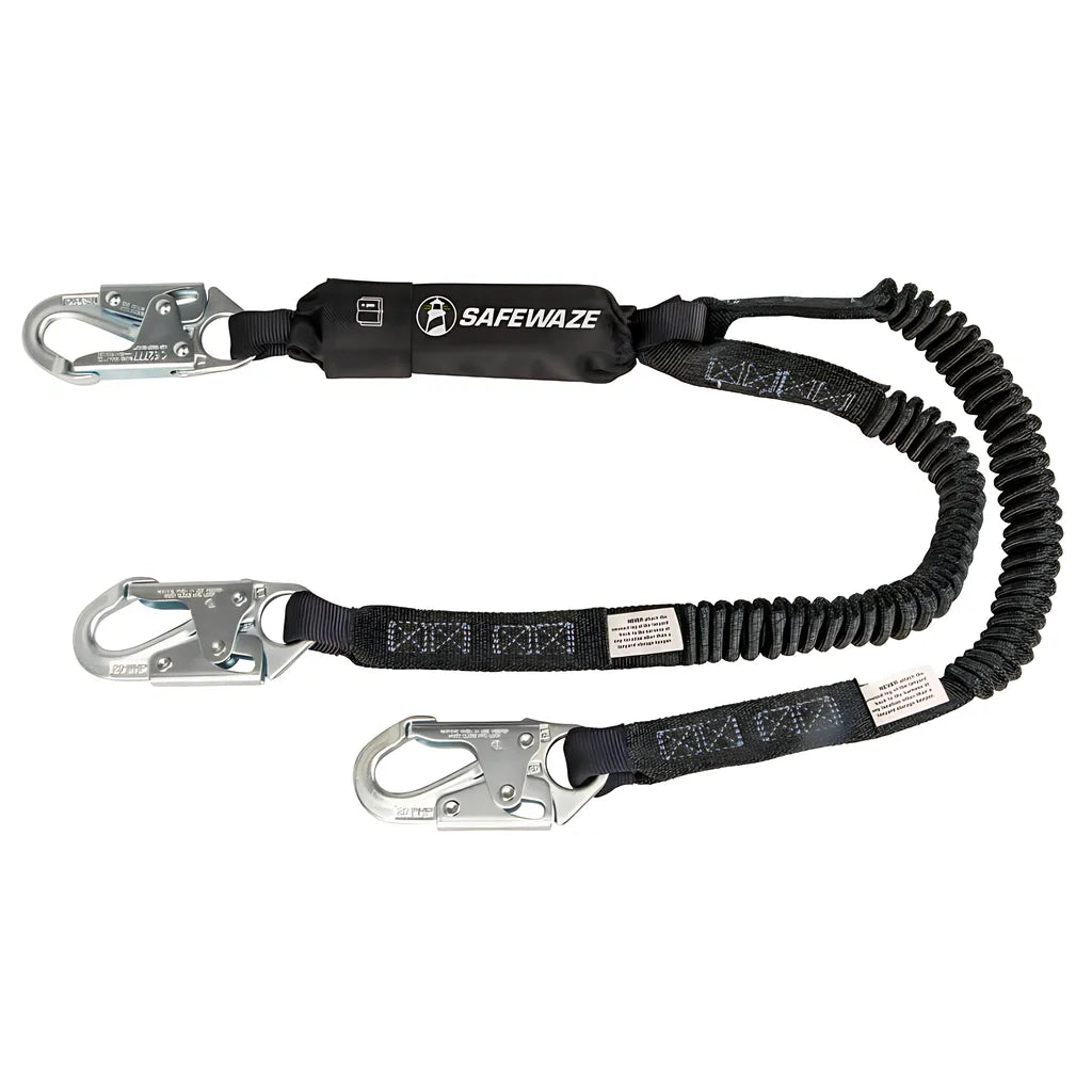 Pro 6' Stretch Energy Absorbing Lanyard: 12' Ff, Dual Leg, Snap Hooks FS88761-FF-6584