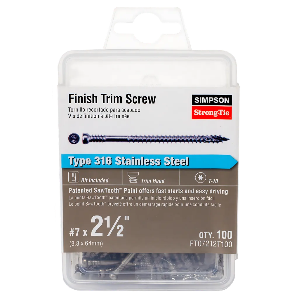 Finish Trim Screw - #7 X 2-1/2 In. T10, Trim-Head, Type 316 (100-Qty) (Pack Of 5)-FT07212T100-SP5669-6077