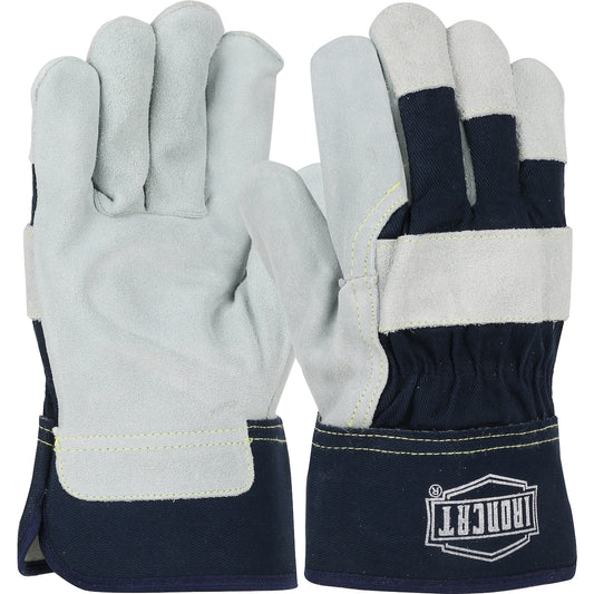 West Chester IC5/S Premium Split Cowhide Leather Palm Glove with Fabric Back and Kevlar Stitching - Rubberized Safety Cuff