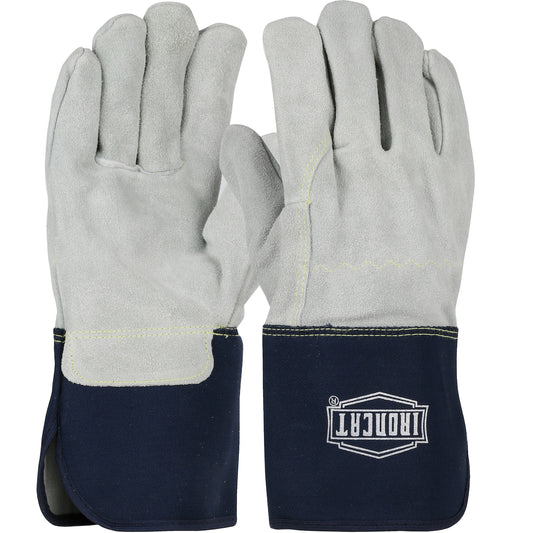 West Chester IC9/M Premium Split Cowhide Leather Palm Glove with Full Leather Back and Kevlar Stitching - Rubberized Gauntlet Cuff