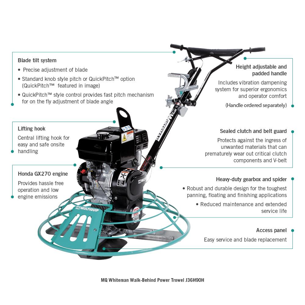 Multiquip Whiteman J36H90H 36 in Walk-Behind Trowel, Honda GX270 High Speed