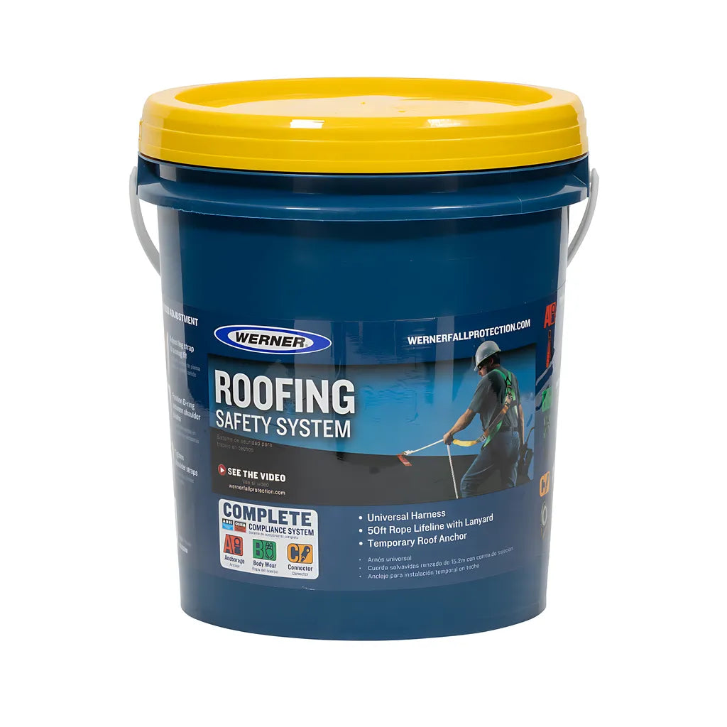 K211201W Roofing Safety System, 50Ft Lifeline, Harness, Anchor K211201W-2121