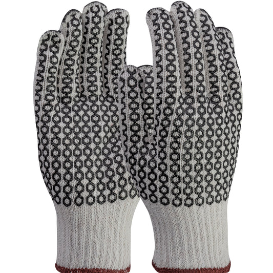 West Chester K708SKHW/S Regular Weight Seamless Knit Cotton/Polyester Glove with PVC Honeycomb Grip - Double-Sided