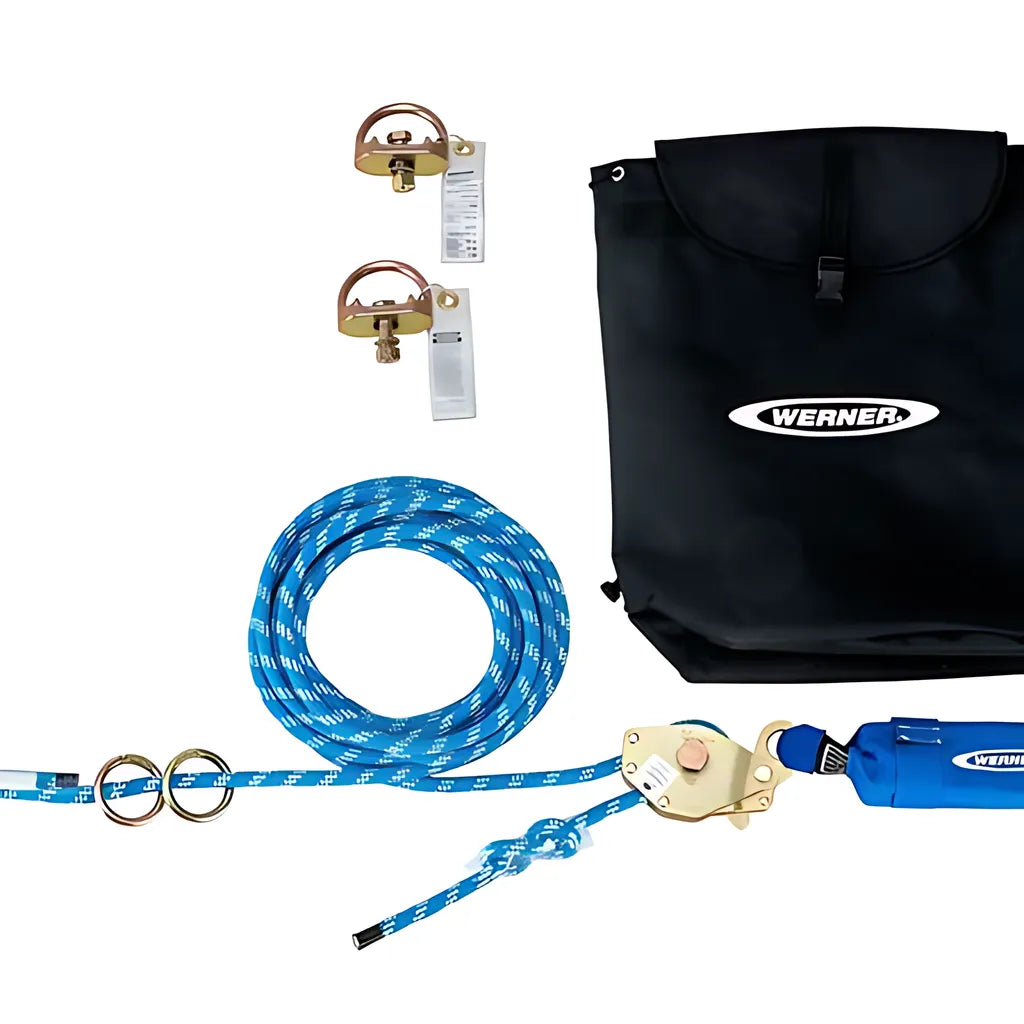 L120030 30Ft 2-Man Rope Horizontal Lifeline System, D-Bolt Anchor, Rope Tensioner L120030-2129