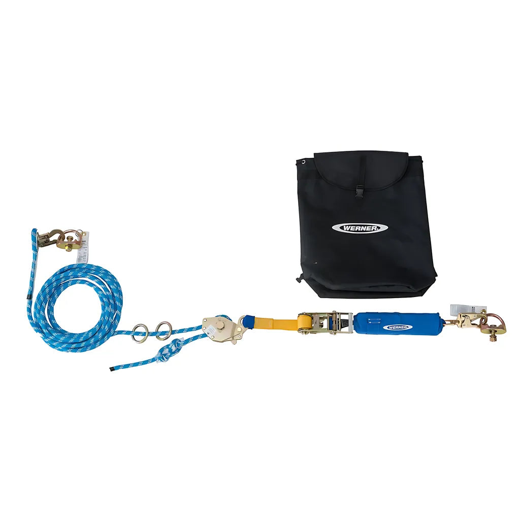 L122060 60Ft 2-Man Rope Horizontal Lifeline System, D-Bolt Anchor, Ratchet Tensioner L122060-2132