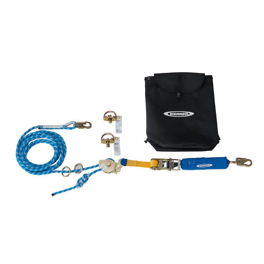 L122100 100Ft 2-Man Rope Horizontal Lifeline System, D-Bolt Anchor, Ratchet Tensioner L122100-2135