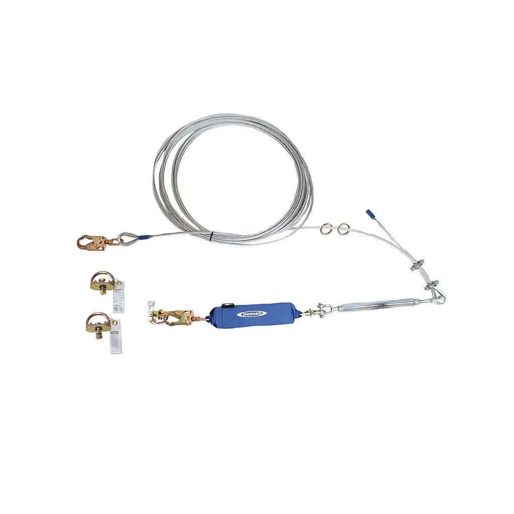 L123030 30Ft 2-Man Cable Horizontal Lifeline System, D-Bolt Anchor L123030-2134