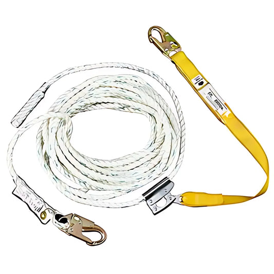 L241050 50Ft Rope Lifeline, Manual Rope Adjuster, 3Ft Shock Absorbing Lanyard L241050-2158