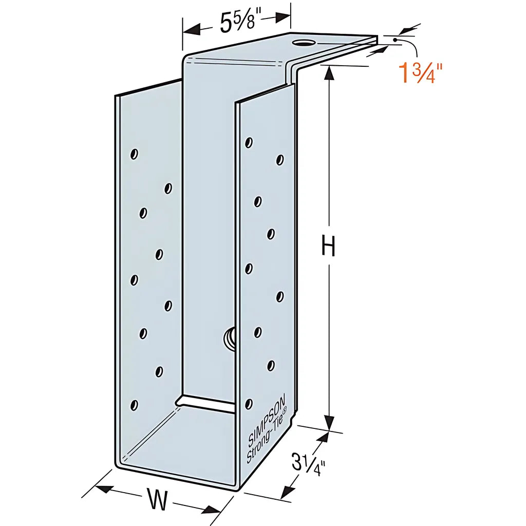 Mbha 3-9/16 In. X 18 In. Galvanized Top-Flange Concrete And Masonry Hanger-MBHA3-56-18-SP5580-5984