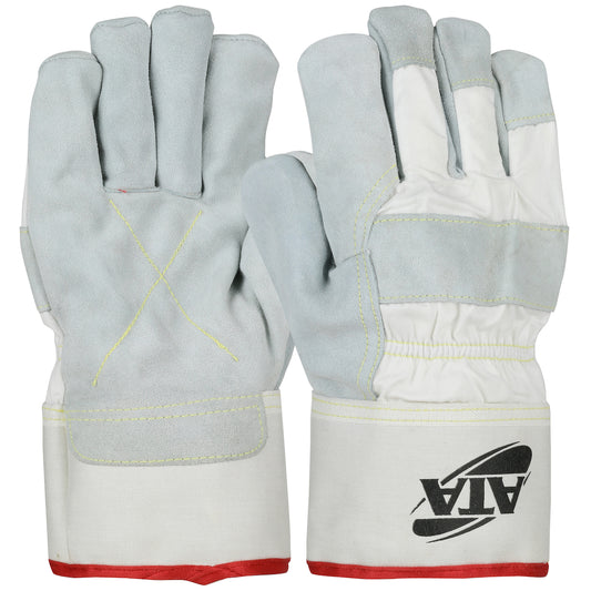 PIP MJVATA-XXL Split Cowhide Leather Palm Glove with Canvas Back and ATA Technology Lining - Safety Cuff
